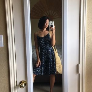 RESERVED Navy blue floral sundress size medium